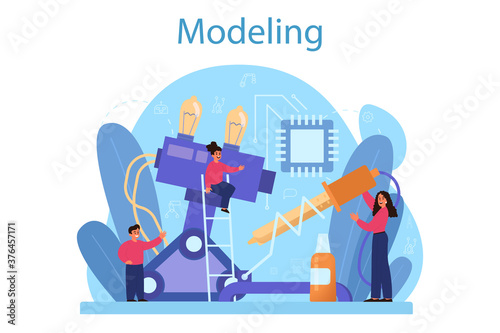 Modeling school subject concept. Engineering, crafting and constraction