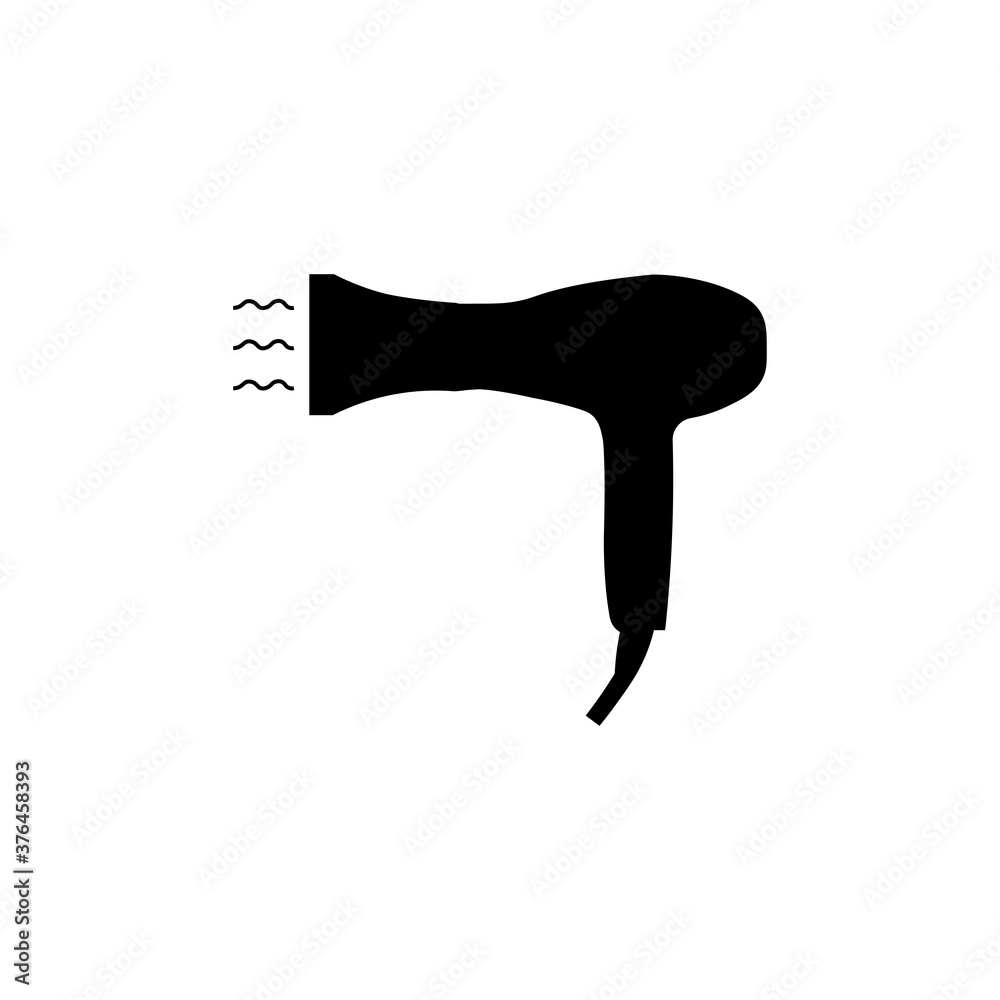 Icon of black hair dryer sign. Vector illustration eps 10 Icon of black hair dryer sign. Vector illustration eps 10