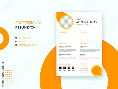 Professional, Business, Corporate, Job, Minimalist resume, cv template photo