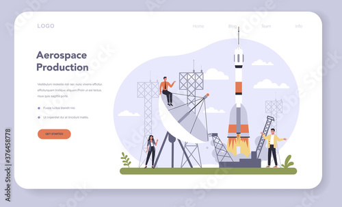 Aerospace industry web banner or landing page set. Cosmos