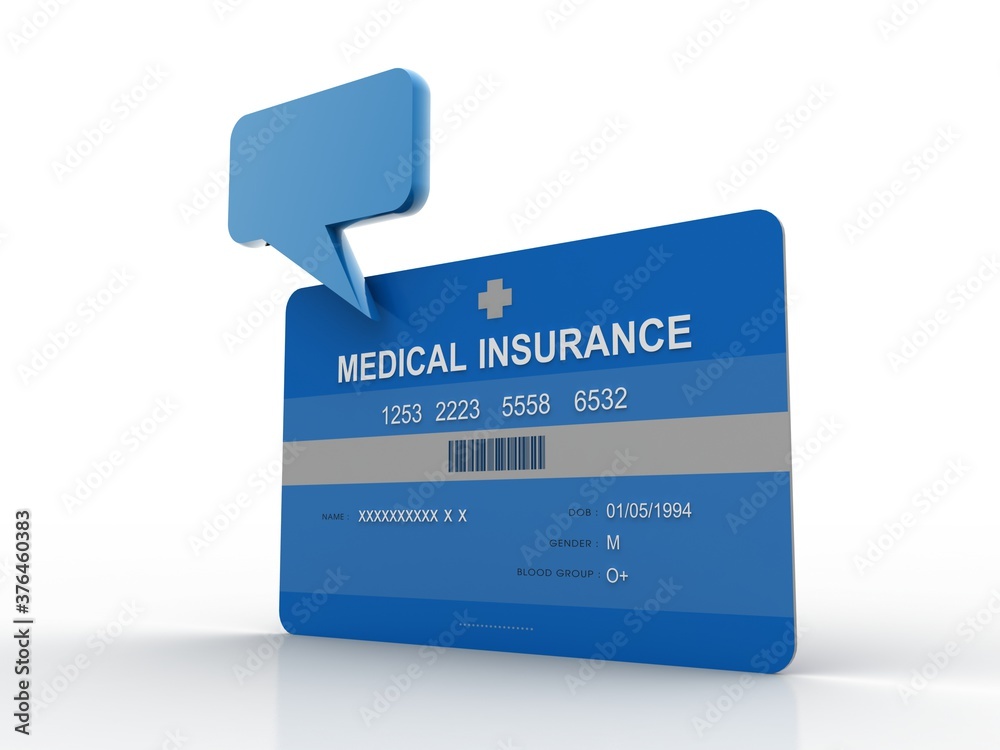 3D rendering medical insurance card 3D rendering medical insurance card