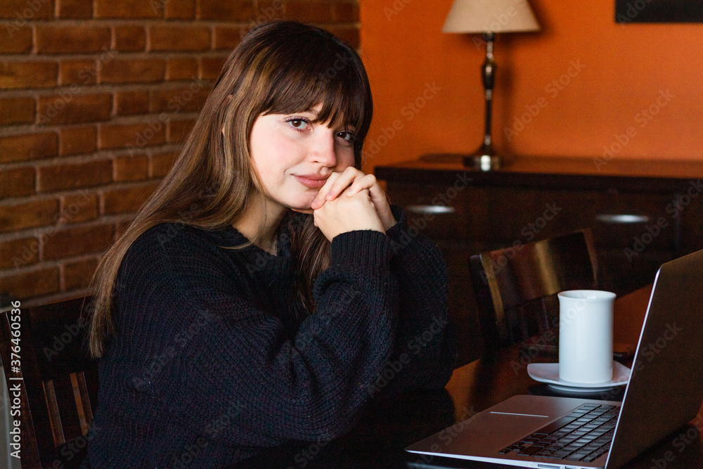 Beautiful student girl working happy in laptop. Beautiful student girl working happy in laptop.