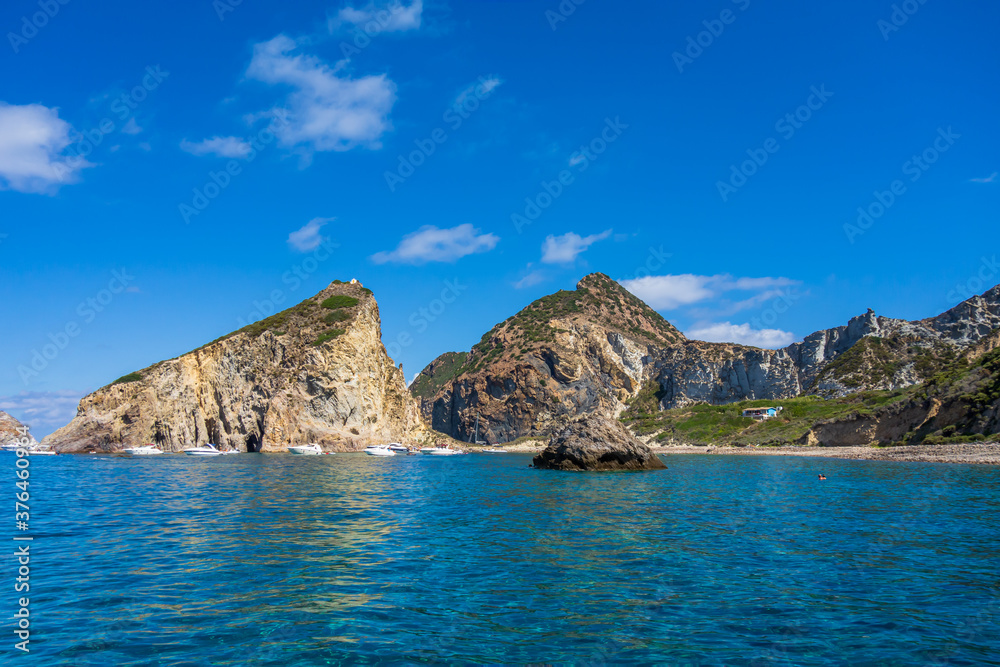 View of the rocky coast in Palmarola island (Ponza, Latina, Italy). View of the rocky coast in Palmarola island (Ponza, Latina, Italy).