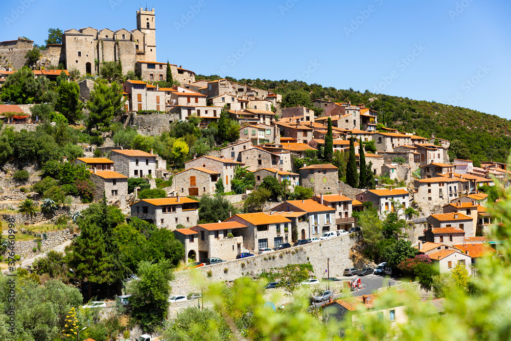 View of beautiful village of Eus in Pyrenees-Orientales in France, Languedoc-Roussillon