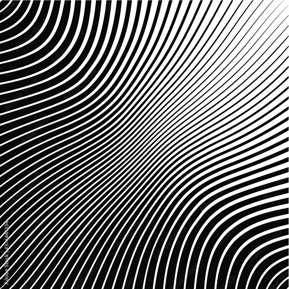 Abstract warped Diagonal Striped Background . Vector curved twisted slanting, waved lines texture
