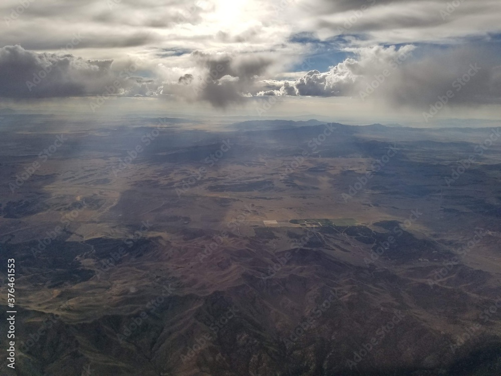 aerial view of rain clouds in the desert