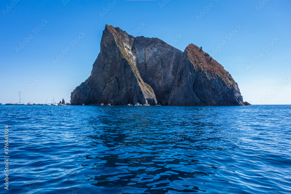 A cliff rock in Palmarola island (Ponza. Latina, Italy).
