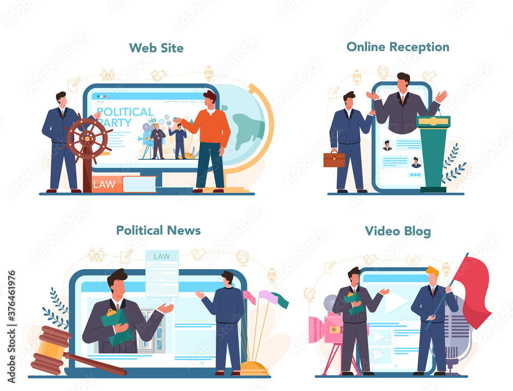 Politician web banner or landing page set. Idea of election and governement Politician web banner or landing page set. Idea of election and governement