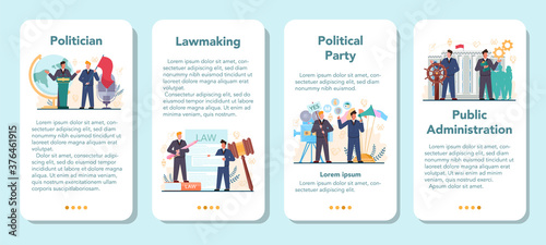 Politician mobile application banner set. Idea of election and governement photo