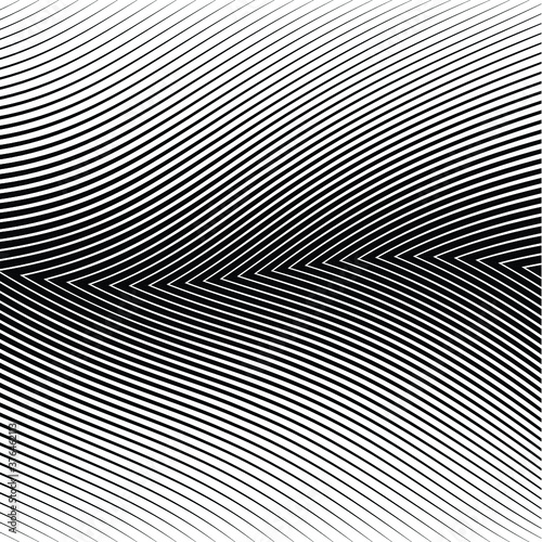 Abstract warped Diagonal Striped Background . Vector curved twisted slanting, waved lines texture 