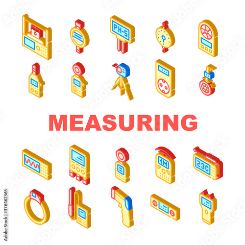 Measuring Equipment Collection Icons Set isolated illustration