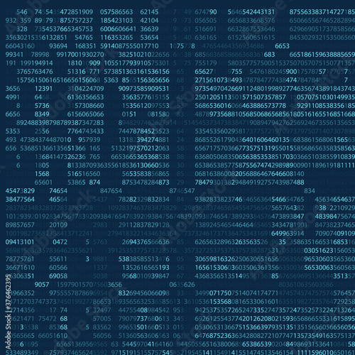 Abstract blue technology background. Binary computer code. Programming, Coding, Hacker Concept. Vector illustration eps 10