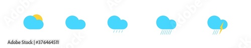 Cloud, simple icon set. Weathel symbol concept, cartoon isolated set in vector flat