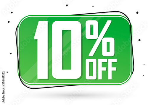 Sale 10% off, discount banner design template, promo tag, spend up and save more, vector illustration