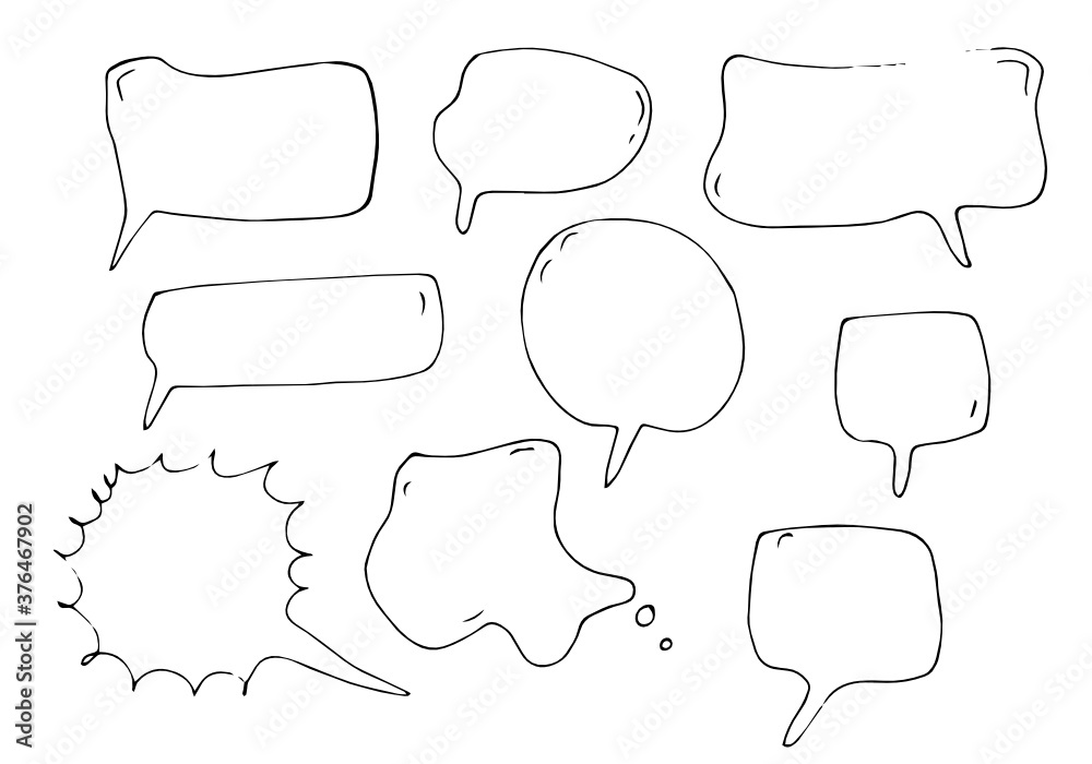 Obraz premium Speech Bubble hand drawn. Design element for poster, emblem, sign, banner, flyer. Vector illustration.