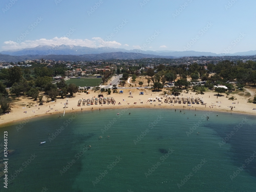 Drone view of Agios Apostoli beach, Crete, Greece