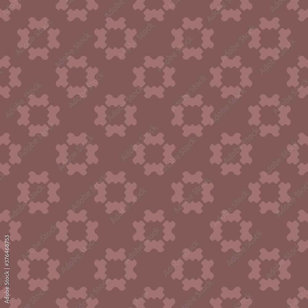Vector geometric floral pattern. Abstract minimal seamless texture. Simple ornament with stylized curved flower shapes. Elegant background in brown color. Repeat design for decor, fabric, package