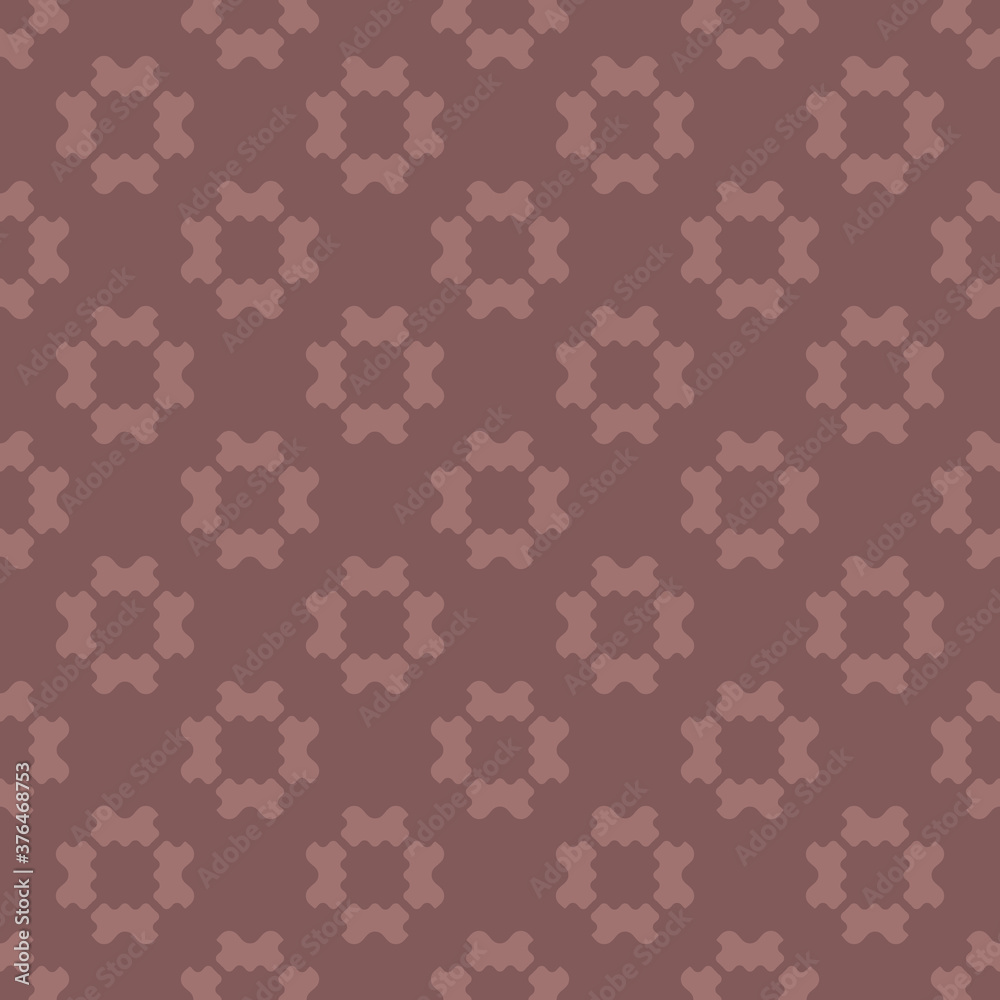 Vector geometric floral pattern. Abstract minimal seamless texture. Simple ornament with stylized curved flower shapes. Elegant background in brown color. Repeat design for decor, fabric, package Vector geometric floral pattern. Abstract minimal seamless texture. Simple ornament with stylized curved flower shapes. Elegant background in brown color. Repeat design for decor, fabric, package