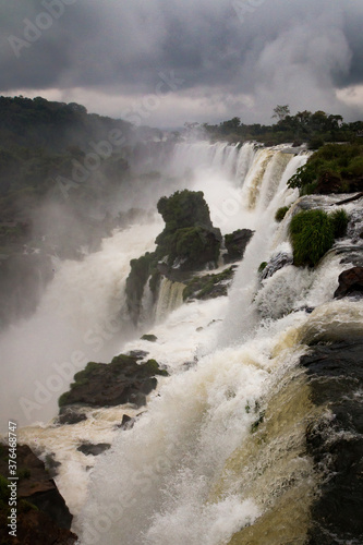 Iguazu falls, views from the top, a cloudy and gray day photo
