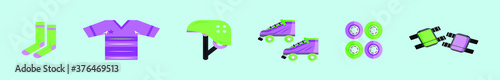 set of roller derby cartoon icon design template with various models. vector illustration