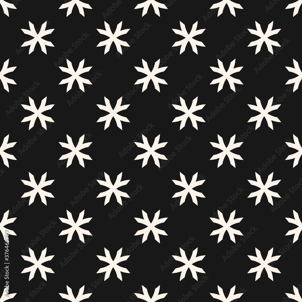 Vector geometric floral pattern. Ornamental seamless texture in ethnic style. Abstract monochrome ornament with flower shapes, crosses. Elegant black and white background. Dark repeatable design Vector geometric floral pattern. Ornamental seamless texture in ethnic style. Abstract monochrome ornament with flower shapes, crosses. Elegant black and white background. Dark repeatable design