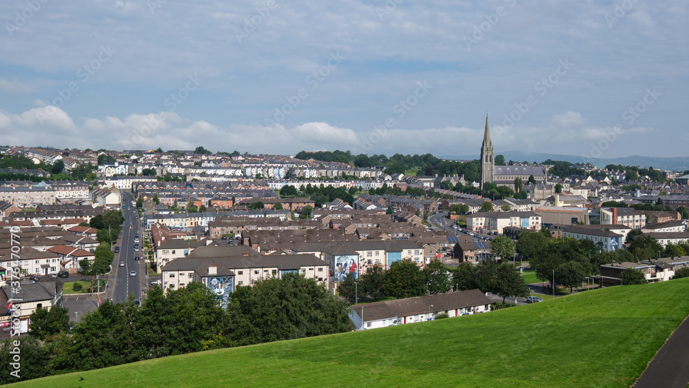 View of Derry from City Walls, Northern Ireland, UK