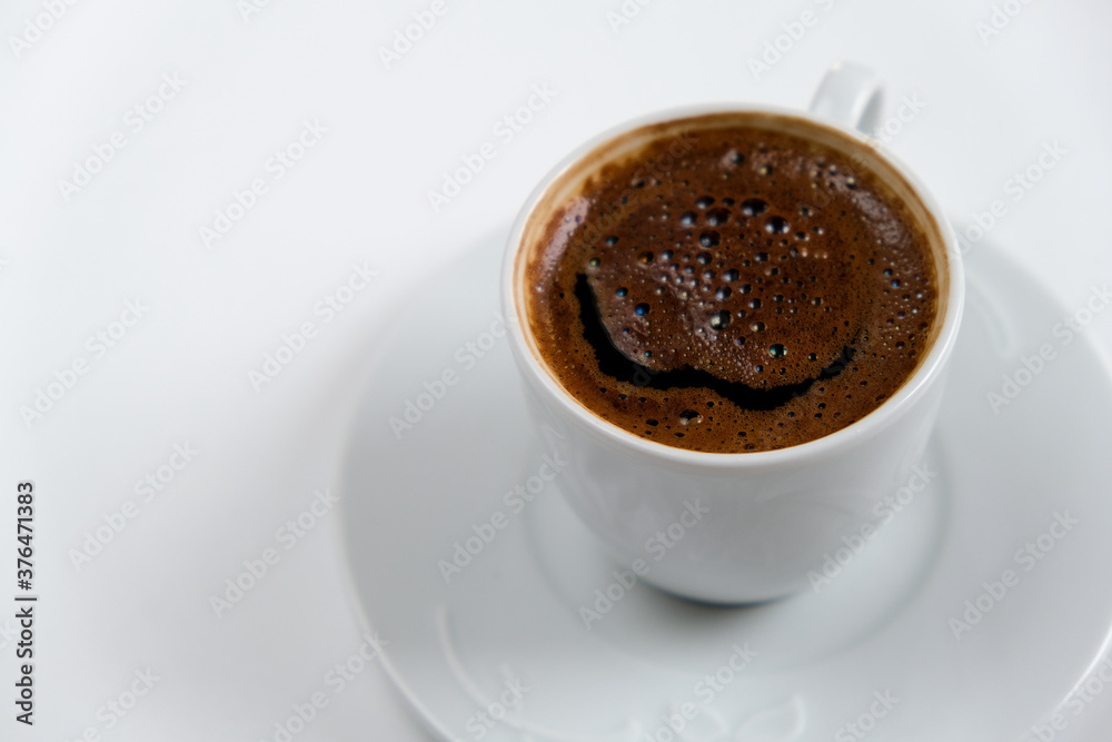cup of turkish coffee with foam cup of turkish coffee with foam