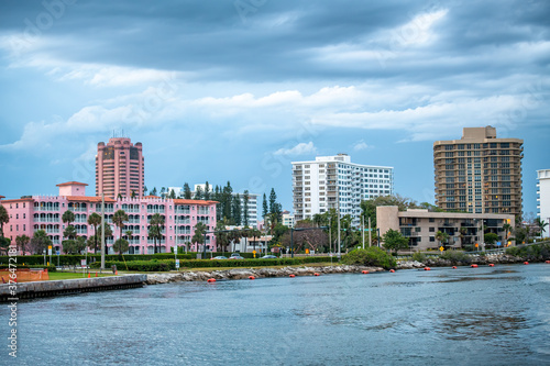Boca Raton buildings along the river from South Inlet Park  Florida