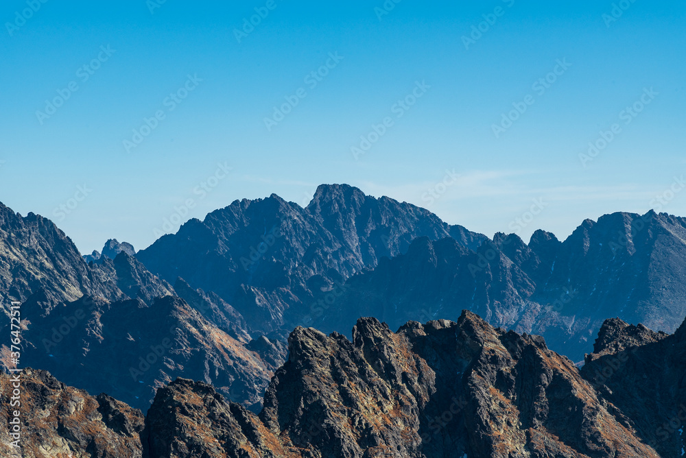 Amazing autumn Vysoke Tatry mountains with highest Gerlachovsky stit mountain peak in Slovakia