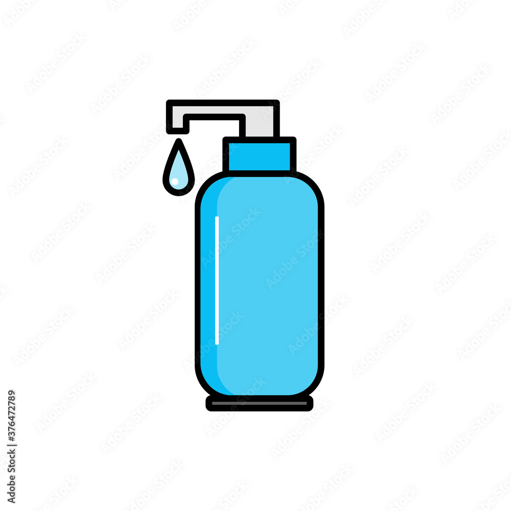 Hand washing soap bottle icon, bottle vector illustration