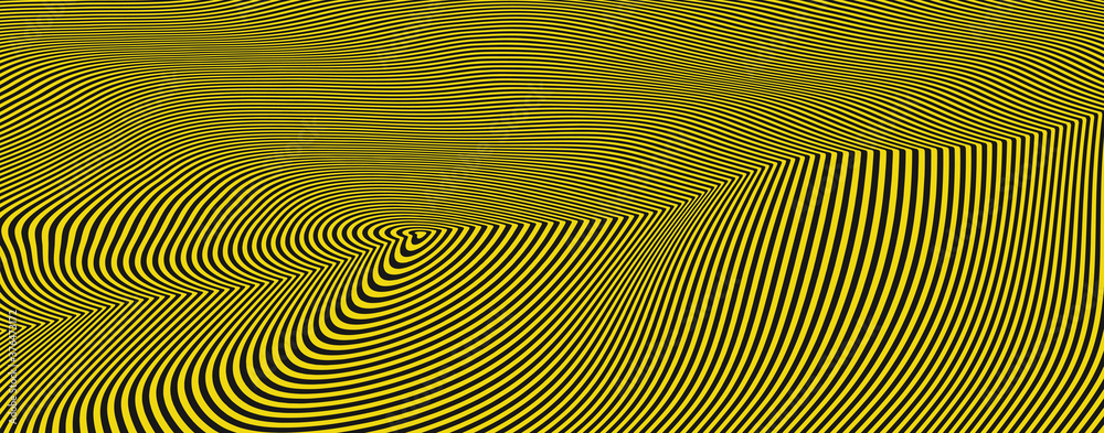 Pattern with optical illusion. Abstract striped background. 3d vector illustration.