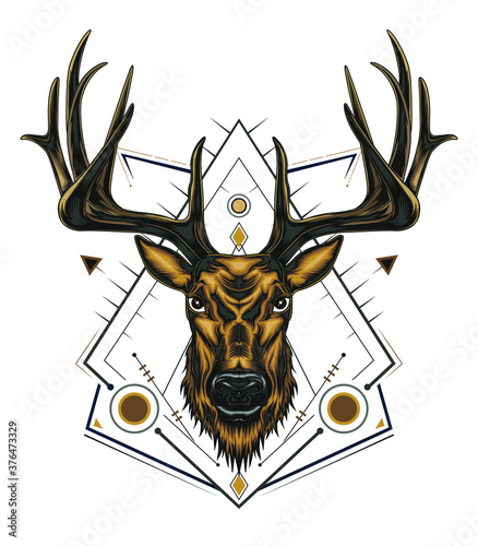 Head Deer logo Template vector. illustration design for tshirt, apparel and merchandise.