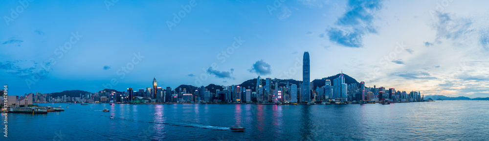 Naklejka premium Hong Kong Cityscape at Dusk