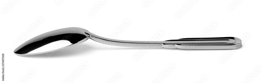 Metal steel spoon isolated on white background
