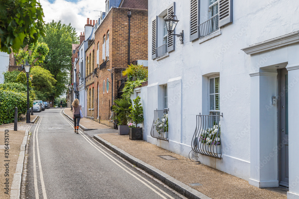Beautiful local street, Hampstead, London, England Beautiful local street, Hampstead, London, England