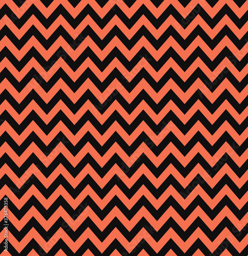 Seamless Chevron Pattern. Orange and black Zigzag background. Abstract Illustration for textile, fabric, design.