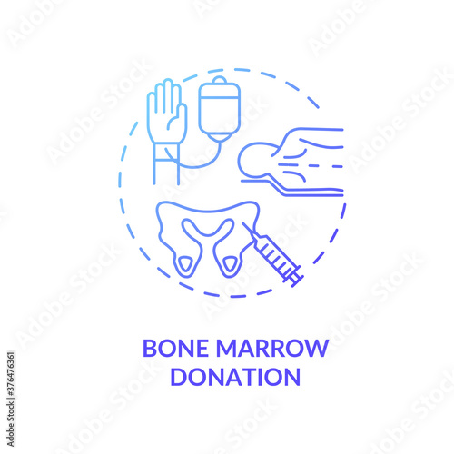 Bone marrow donation concept icon. Medical charity, stem cells treatment idea thin line illustration. Bone tissue extraction procedure. Vector isolated outline RGB color drawing