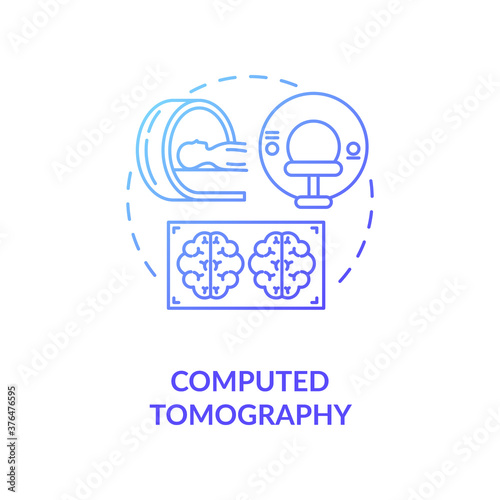 Computed tomography concept icon. Medical technology, CT scan idea thin line illustration. Human brain examination, professional diagnostics. Vector isolated outline RGB color drawing