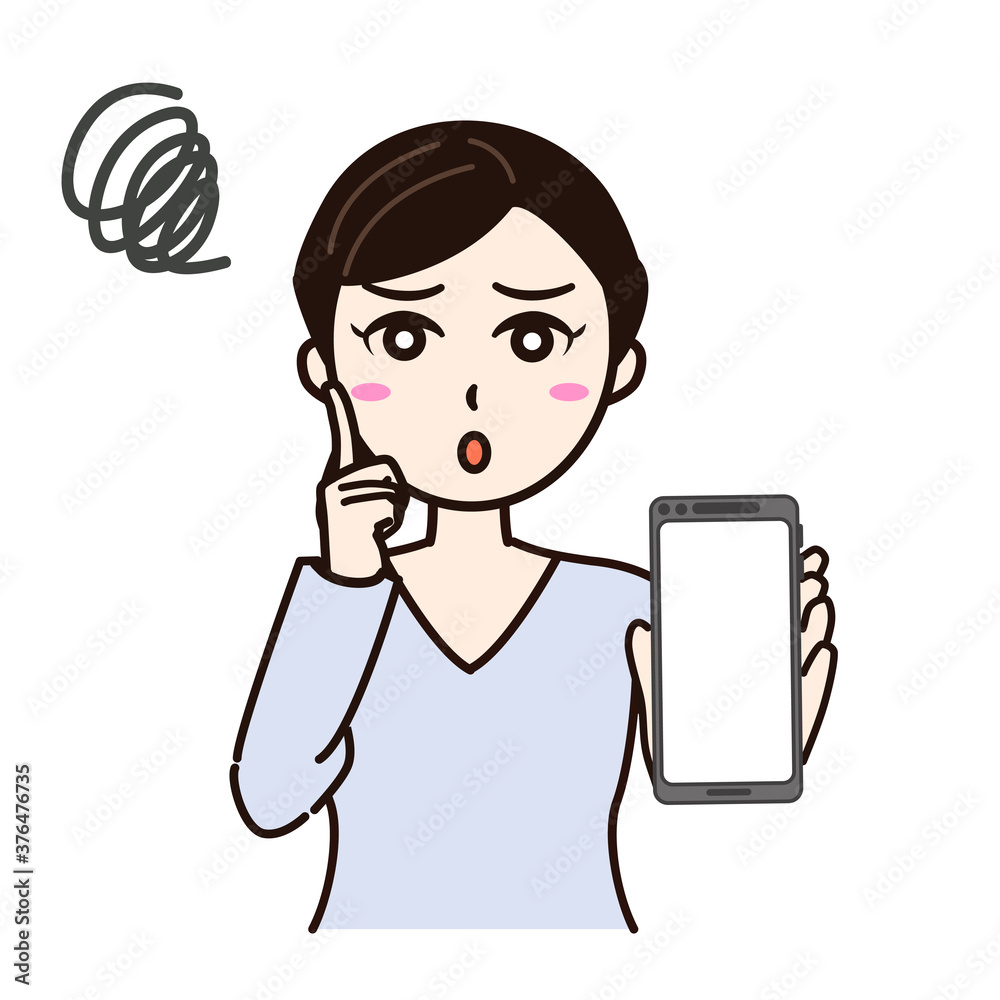 Women who are worried with a smartphone Women who are worried with a smartphone
