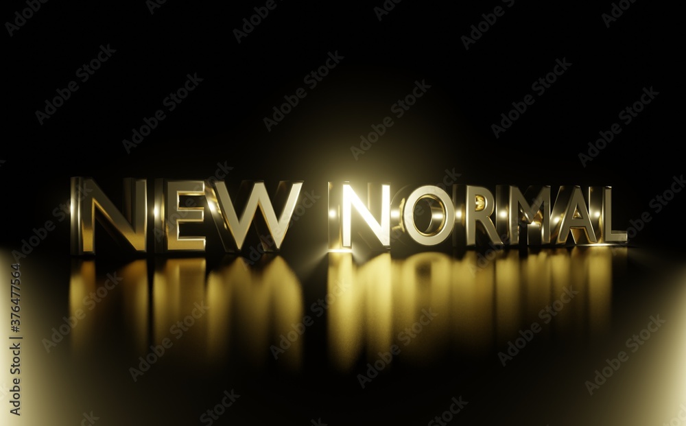 New normal letters 3d-illustration isolated.Gold letters in dark background. 