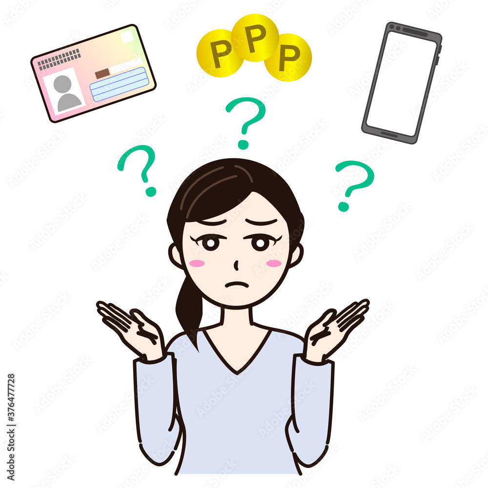 Woman worried with smartphone, personal card Woman worried with smartphone, personal card