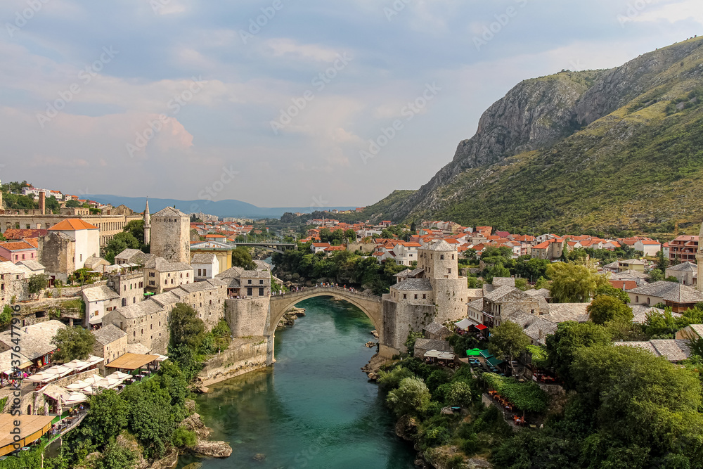 The Old Bridge in Mostar across the Neretva River