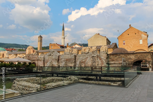 The Taslihan ruin in the Bascarsija old town in Sarajevo at sunset photo