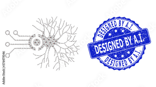 Green dollar and customers mosaic map of New Delhi City and rubber seal stamp. Stamp includes NEW DELHI caption between parallel lines. Mosaic map of New Delhi City constructed of green dollars,