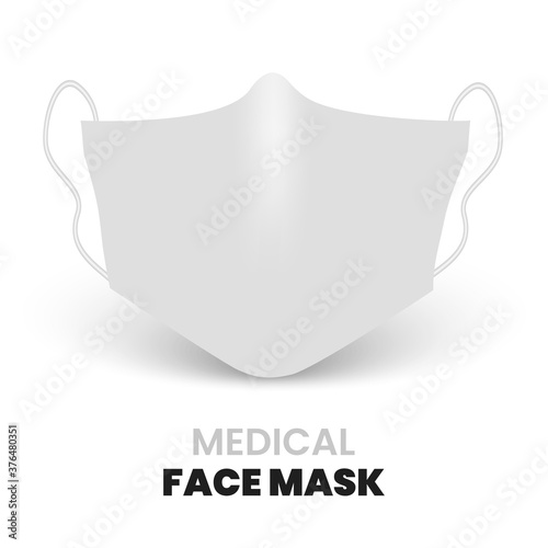White medical face mask. Vector illustration.