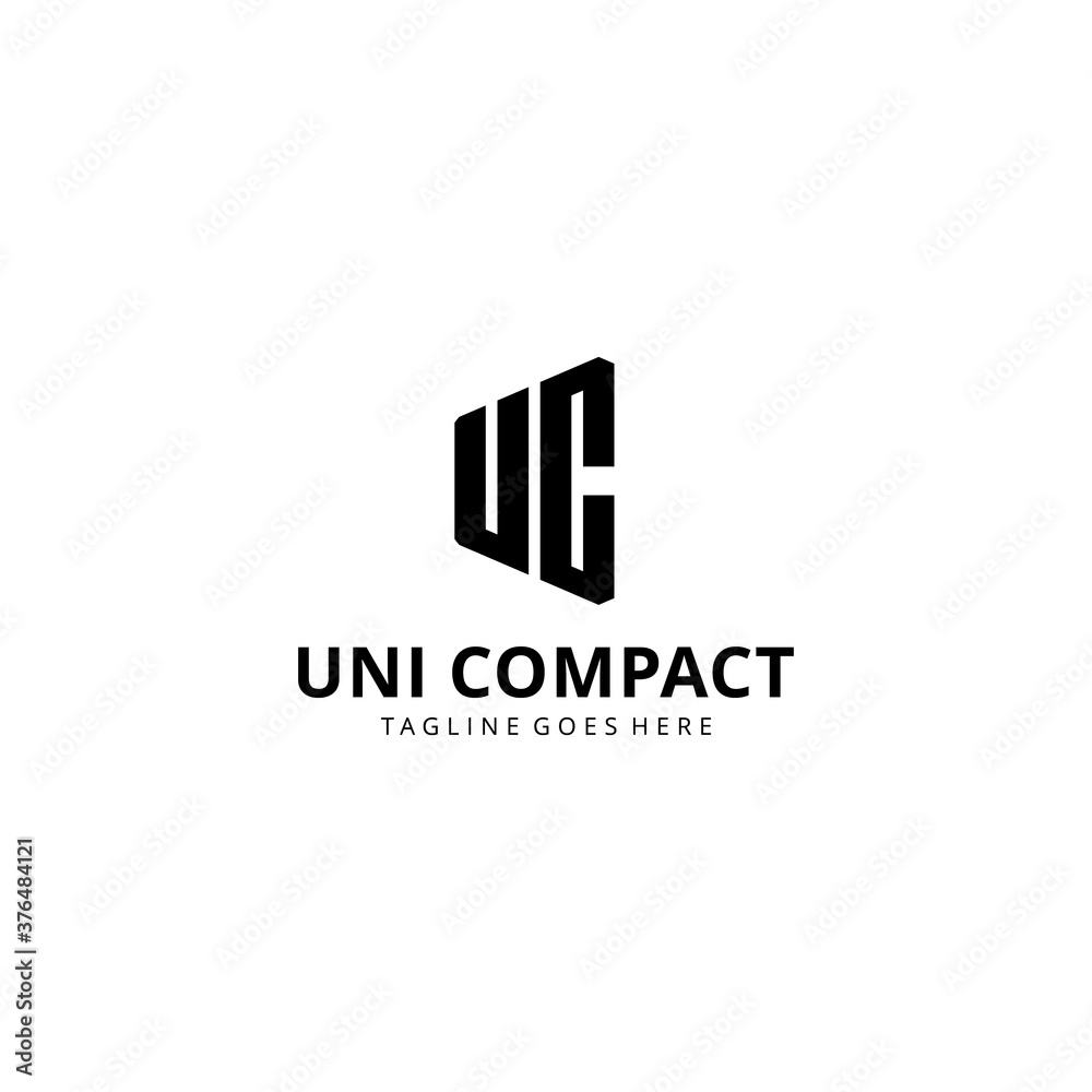 Illustration modern U,C monogram sign geometric logo design template