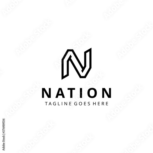 Illustration modern N monogram sign geometric logo design template