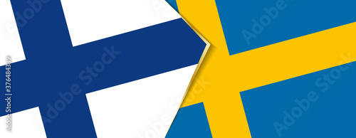 Finland and Sweden flags, two vector flags.