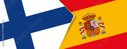 Finland and Spain flags, two vector flags.