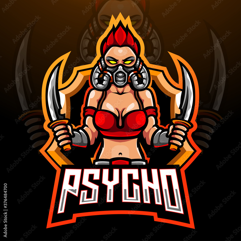 Psycho girls esport logo mascot design
